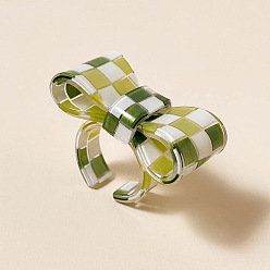 Желто-Зеленый Открытые кольца-манжеты из смолы для женщин, бантом, желто-зеленый, внутренний диаметр: 18 мм