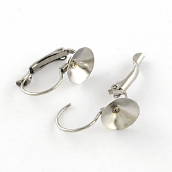 Stainless Steel Color 304 Stainless Steel Leverback Earring Findings, Stainless Steel Color, Fit for 8mm rhinestone, Pin: 0.8mm, 20x8mm