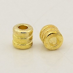 Golden Tibetan Style Alloy Bead Spacers, Lead Free & Cadmium Free, Column, Golden Color, 4x4mm, Hole: 2mm