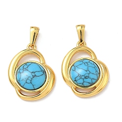 Oval 304 нержавеющая сталь с подвесками из синтетической бирюзы, золотые, овальные, 25x19x6 мм, отверстие : 8x3.5 мм