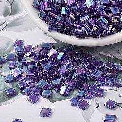 (TL177) Прозрачный Кобальтовый AB Миюки тила бусины, японский бисер, 2-луночное, (TL 177) прозрачный кобальт о, 5x5x1.9 мм, Отверстие : 0.8 мм , около 590 шт / 50 г