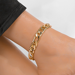Золотой Элегантные железные браслеты-цепочки Фигаро для женщин, модный аксессуар для вечеринки, золотые, 9-1/2 дюйм (240 мм)