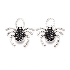 Черный Rhinestone сплава эмали подвески, стойки покрытие, без кадмия, без никеля и без свинца, паук, античное серебро, чёрные, 40.5x38.5x7.5 мм, отверстие : 12x8.5 мм