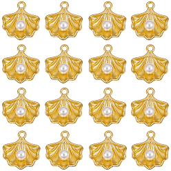 Золотой 60 подвески из сплава шт., cmолой, формы раковины, золотые, 15.5x14.5x5.5 мм, отверстие : 1.6 мм