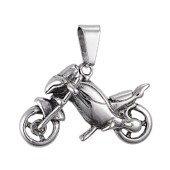 Античное Серебро 304 подвески из нержавеющей стали, мотоцикл / мотоцикл, античное серебро, 20x32x8.5 мм, отверстие : 9x5 мм