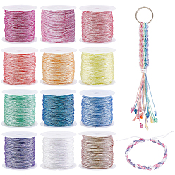 (52) Непрозрачная лаванда 12 рулоны 12 цвета полиэфирная плетеная нить, разноцветные, 0.8 мм, около 27.34 ярдов (25 м) / комплект, 1 цвет / рулон