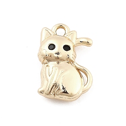 Cat Shape Латунные микро проложить кубического циркония подвески, животные прелести, реальный 14 k позолоченный, форма кошки, 12.5x8.5x3.5 мм, отверстие : 1.2 мм