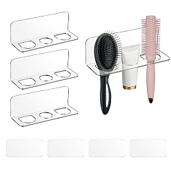 Clear 3-Slot Multi-Purpose Acrylic Comb Organizer Wall-Mounted Bathroom Storage Shelf, Clear, 17.5x5.85x5.8cm