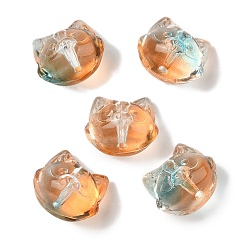 Шоколадный Прозрачная аэрозольная краска стеклянные шарики, кошка, цвет шоколада, 12.5x14x11 мм, отверстие : 1.4 мм