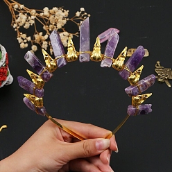 Аметист Резинки для волос из натурального аметиста, аксессуары для волос для женщин и девочек, 185x155x15 мм