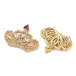 Настоящее золото 18K Латунные микро проложить кубического циркония подвески, корона, без кадмия и без свинца, стойки покрытие, долговечный, реальный 18 k позолоченный, 21.5x27x7 мм, отверстие : 4x3 мм