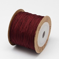 Dark Red Nylon Chinese Knotting Cord, Braided Thread for Jewelry Making Macrame Craft, Dark Red, 0.6mm, about 109.36 yards(100m)/roll