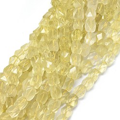 Lemon Quarz Stränge aus natürlichen Zitronenquarzperlen (erhitzt), facettiert, ellipsenförmige, 11~21x10~17 mm, Bohrung: 1.2 mm, ca. 24~29 Stk. / Strang, 15.3 Zoll