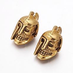 Antique Golden Tibetan Style Alloy Beads, Mask, Antique Golden, 18x10x11mm, Hole: 1.5mm