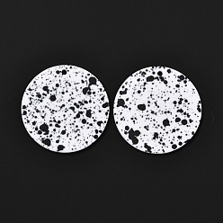 Белый Подвески из акрила с росписью airspay, круглые, белые, 35x2 мм, отверстие : 1.6 мм