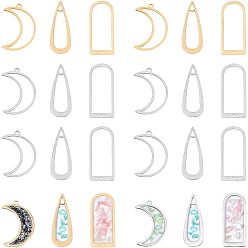 (52) Непрозрачная лаванда 18 шт 6 стили 201 подвески из нержавеющей стали, очарование смешанной формы, лазерная резка, слеза и арка и луна, разноцветные, 26~30x11~18x1 мм, отверстие : 1.2~1.8 мм