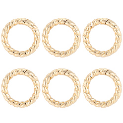 Настоящее золото 18K 6шт. латунные пружинные замки, кольцо, реальный 18 k позолоченный, 17.5x3 мм