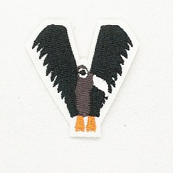 Letter V Computerized Embroidery Cloth Iron on/Sew on Patches, Costume Accessories, Appliques, Letter, Black, Letter.V, 45x43mm