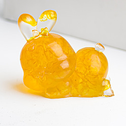 Желтый Кварц Украшение для дисплея кролика из смолы, с натуральной желтой кварцевой крошкой внутри статуй для украшения домашнего офиса, 47x44x29 мм