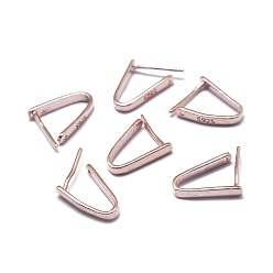 Розовое Золото 925 шкентель стерлингового серебра поручительств, с печатью s925, ледоруб и щепотку поручительств, розовое золото , 12x2 мм, штифты : 0.6 мм, длина внутреннего шва: 10мм