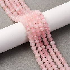 Розовый Кварц Природного розового кварца нитей бисера, граненые, тыква, 6x4 мм, отверстие : 1 мм, около 89~91 шт / нитка, 14.96''~15.16'' (38~38.5 см)