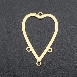 Golden 201 Edelstahl Kronleuchter Komponenten Links, 4 Loop-Links, Laserschnitt, Herz, golden, 32x21.5x1 mm, Bohrung: 1.6 mm