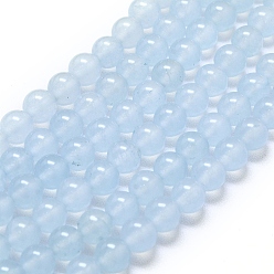 Светло-Синий Натуральный Malaysia нефритовые бусы пряди, окрашенная и подогревом, круглые, голубой, 4~4.5 мм, отверстие : 0.8 мм, около 85~88 шт / нитка, 14.57~14.96 дюйм (37~38 см)