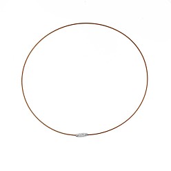 Chocolate Stainless Steel Wire Necklace Cord DIY Jewelry Making, with Brass Screw Clasp, Chocolate, 17.5 inchx1mm, Diameter: 14.5cm