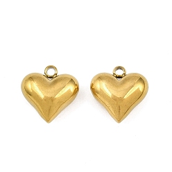 Золотой 304 прелести нержавеющей стали, сердце, ионное покрытие (ip), золотые, 11x10.5x5.5 мм, отверстие : 1.5 мм