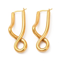 Золотой Левое и правое железное покрытие (IP) 304 Серьги-кольца в форме знака бесконечности из нержавеющей стали для женщин, золотые, 45.5x14x14 мм, штифты : 0.8~1.4x0.7 мм