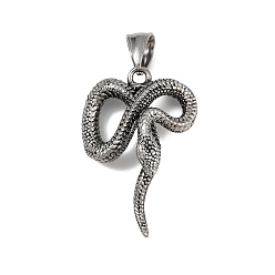 Античное Серебро 304 подвески из нержавеющей стали, очарование змеи, античное серебро, 37.5x25x12 мм, отверстие : 8x5 мм
