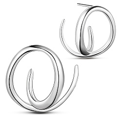 Platinum Rhodium Plated 925 Sterling Silver Stud Earrings, Platinum, 18x18.5mm