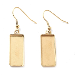 Настоящее золото 18K Ионное покрытие (ip) 304 крючки для серег из нержавеющей стали, серьги настройки, долговечный, прямоугольные, реальный 18 k позолоченный, 48x11 мм, штифты : 0.6 мм