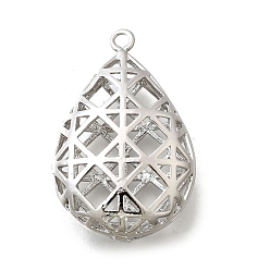 Платина Латунные подвески, без кадмия, без никеля и без свинца, слеза, полый, платина, 35x22x11 мм, отверстие : 2 мм