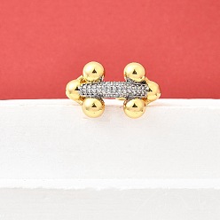 Real Gold Plated & Real Platinum Plated Манжеты из латуни с микро паве кубический цирконий для женщин, без кадмия и без свинца, настоящее золото и платина, 13.5 мм