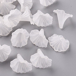 Clear Transparent Acrylic Beads, Calla Lily, Frosted, Clear, 40.5x33x35mm, Hole: 1.8mm, about 135pcs/500g