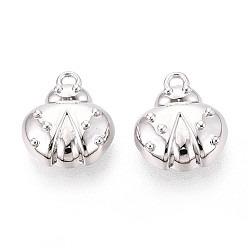 Платинированный Латунь прелести, без кадмия, без никеля и без свинца, насекомое, Реальная платина, 12.5x10.5x4 мм, отверстие : 1.4 мм