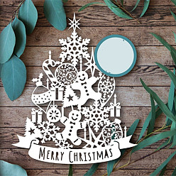 Узор Рождественской Темы Углеродистая сталь разрезает трафареты, для diy scrapbooking / фотоальбом, декоративная тисняющая бумажная карточка, матовый цвет платины, Рождественский тематический паттерн, 14.1x11.6 см