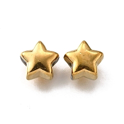 Настоящее золото 18K 304 из нержавеющей стали бусы, звезда, ионное покрытие (ip), реальный 18 k позолоченный, 6.5x7x5 мм, отверстие : 2 мм