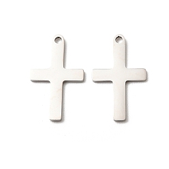 Нержавеющая Сталь Цвет 201 подвески из нержавеющей стали, крест очарование, анти-тускнение, цвет нержавеющей стали, 18.5x11x1 мм, отверстие : 1.4 мм