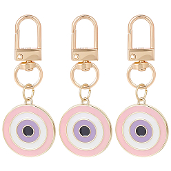 Pink 3шт. подвеска из сплава с эмалью от сглаза, с поворотными застежками сплава, розовые, 63 мм