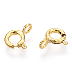 Настоящее золото 18K 925 застежки-кольца из стерлингового серебра и железа, с печатью 925, реальный 18 k позолоченный, 9x5.5x1 мм, отверстие : 1.6 мм