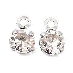 Платина Латунные подвески, круглые подвески, со стразами, без никеля , платина, 6x4x3 мм, отверстие : 1 мм