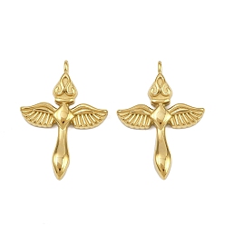 Настоящее золото 18K 304 подвески из нержавеющей стали, крест прелести, ионное покрытие (ip), ручная полировка, реальный 18 k позолоченный, 27.5x19.5x3.5 мм, отверстие : 1.6 мм