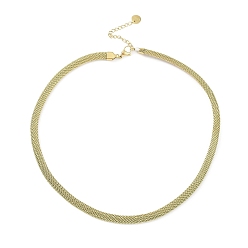 Настоящее золото 18K 304 женские ожерелья-цепочки из сетки из нержавеющей стали, реальный 18 k позолоченный, 17.87 дюйм (45.4 см), 6 мм