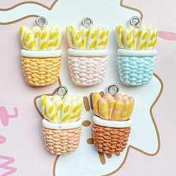 (52) Непрозрачная лаванда Непрозрачные подвески смолы, багетный шарм, с платиновыми тоновыми железными петлями, разноцветные, 23.5x14.5x8 мм, отверстие : 2 мм