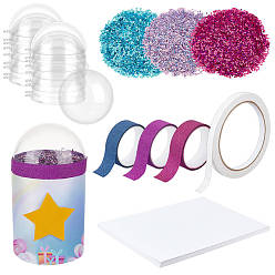 Mixed Color 3 Bag 3 Colors PVC Plastic Petaline Cabochons, with 24Pcs Acrylic Fillable Half Balls Pendants, 2 Rolls Paper Double Sided Adhesive, 30Pcs Blank Business Card Paper and 6 Rolls Decorative Paper Tapes, Mixed Color, 3x2x0.5mm
