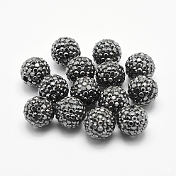 Гематит Ручной полимерной глины шариков Rhinestone, круглые, струи гематита, 12 мм, отверстие : 1 мм