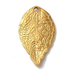 Золотой Вакуумное покрытие pvd 304 подвески из нержавеющей стали, лист прелести, золотые, 25.5x15x2 мм, отверстие : 1.5 мм