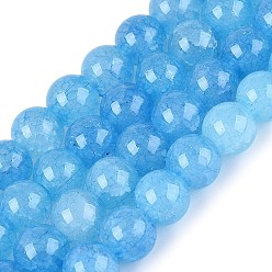 Темно-Голубой Запеченная краска, потрескавшиеся стеклянные бусины, нити, бусы из искусственного камня, круглые, глубокое синее небо, 8~8.5 мм, отверстие : 0.9~1.2 мм, около 100~108 шт / нитка, 29.33~31.30 дюйм (74.5~79.5 см)